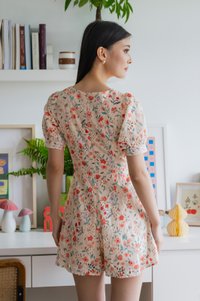 Qin Tulips Floral Eyelet Romper