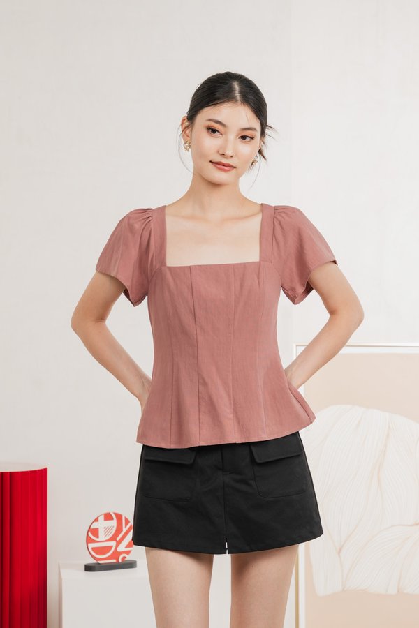 Tessie Tencel Panelled Top In Mauve