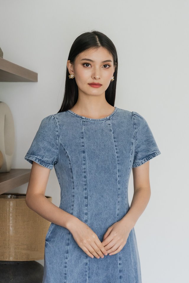 Hepburn Denim Panelled Maxi Dress