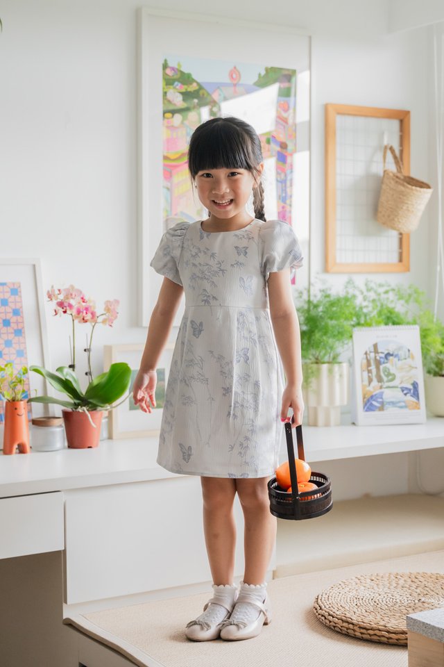 Xuan Jacquard Kids Dress In Lavender