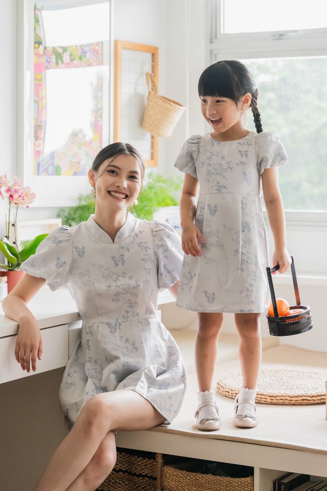 Xuan Jacquard Kids Dress In Lavender