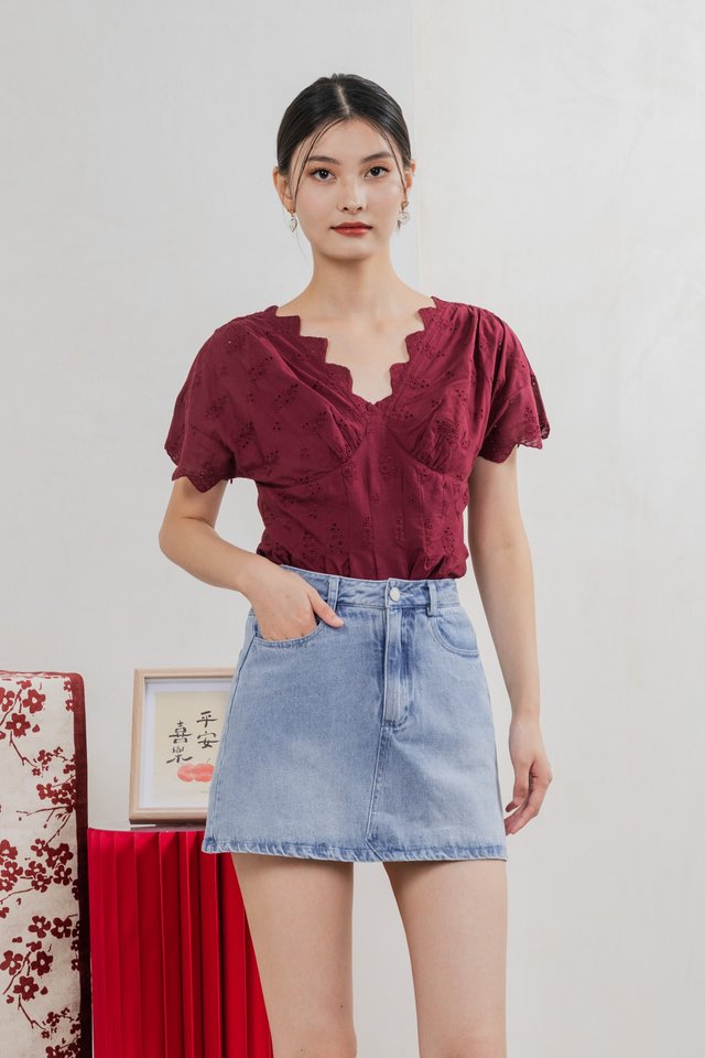 Sunday Daily Denim Skort In Mid Wash