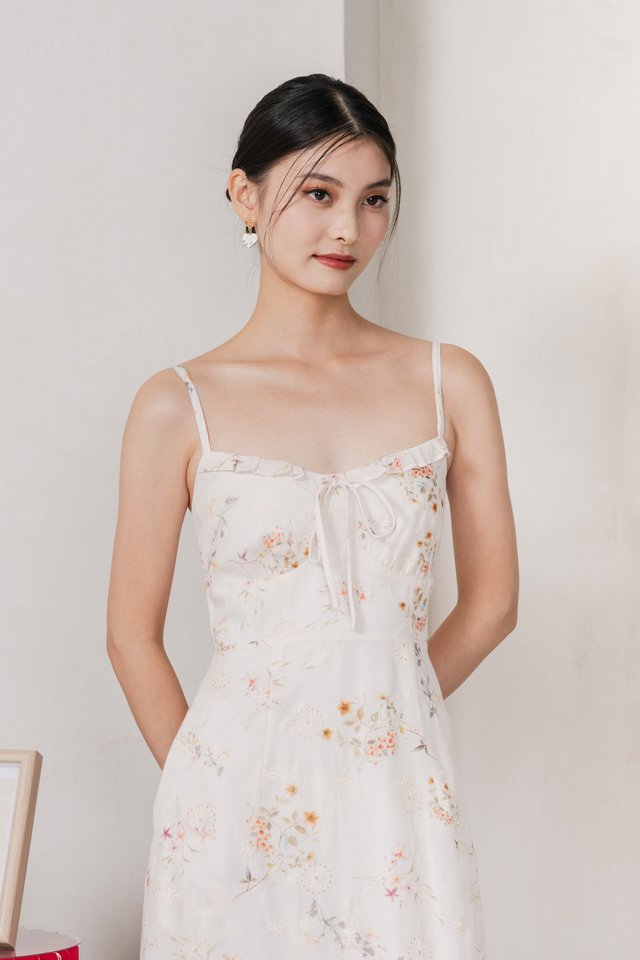 Petals Eyelet Ribbon Embroidery Camisole Dress