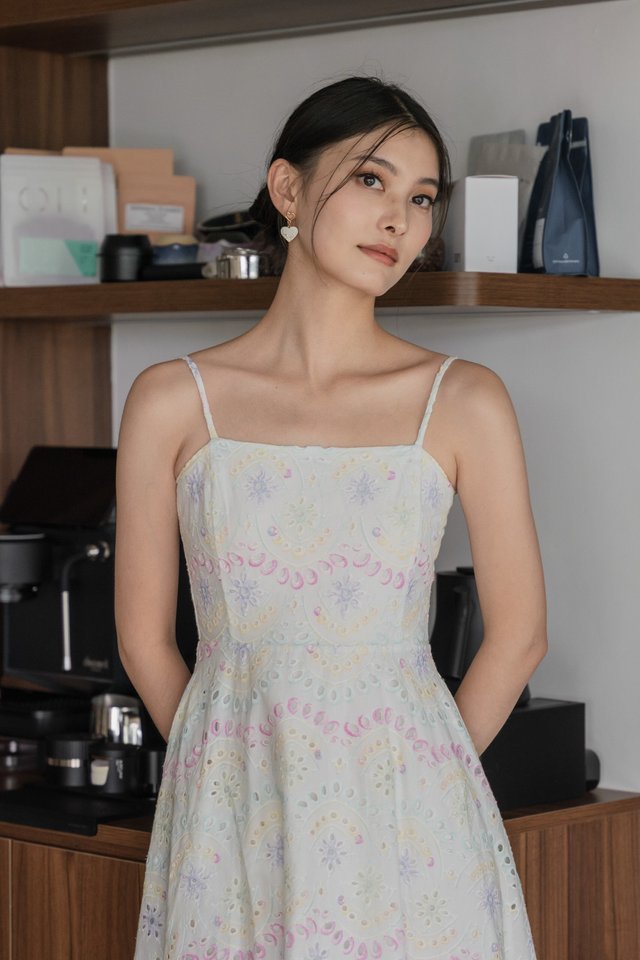 Rhys Rainbow Camisole Midi Dress in Rainbow