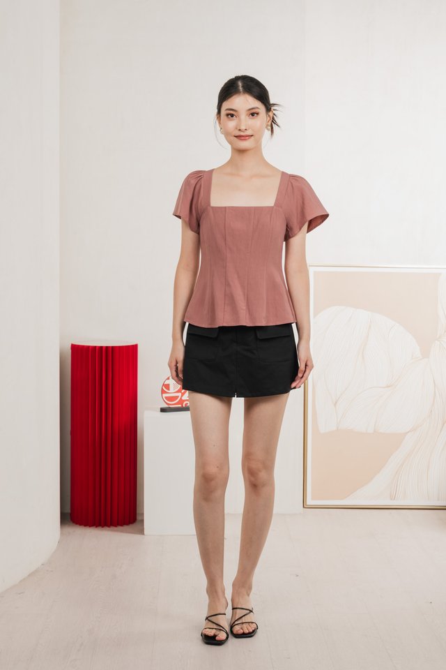 Tessie Tencel Panelled Top In Mauve