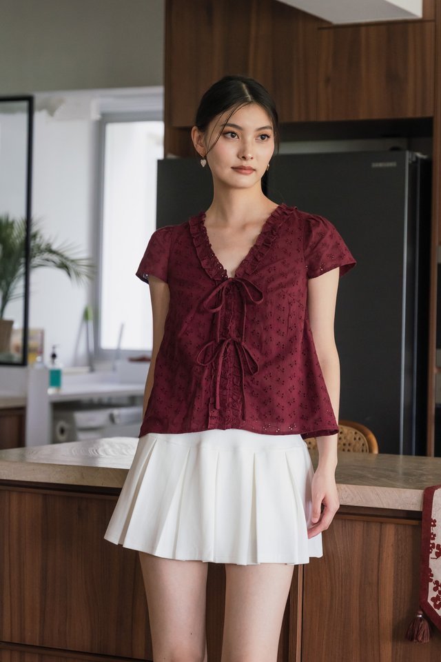 Josa Knitted Pleat Skort In White