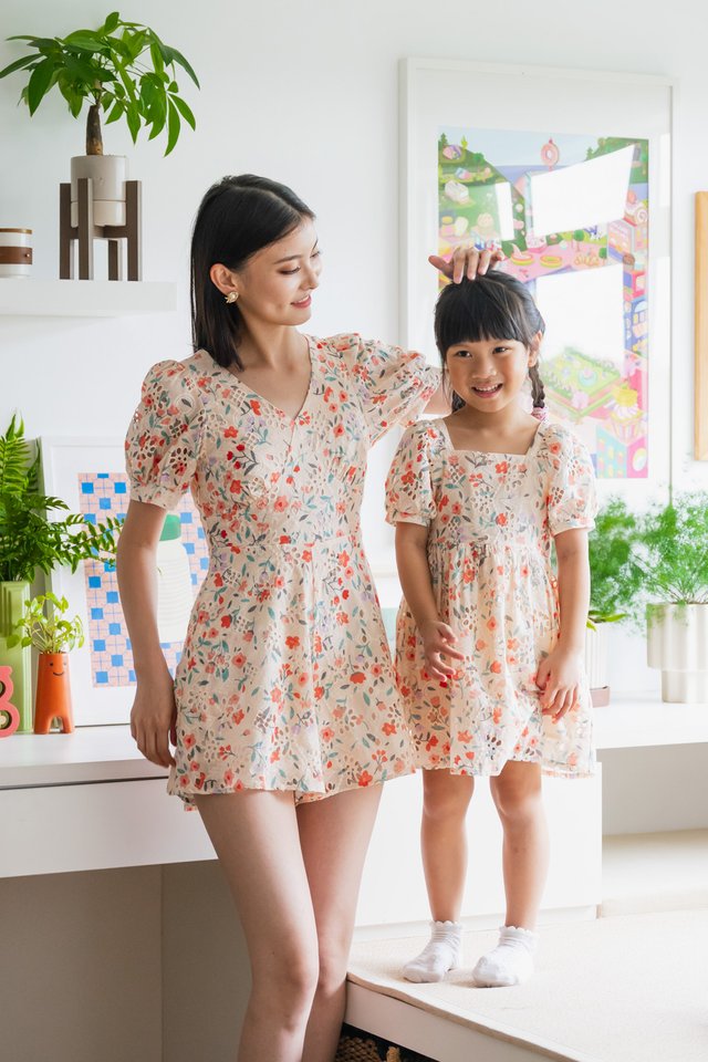 Qin Tulips Floral Eyelet Romper