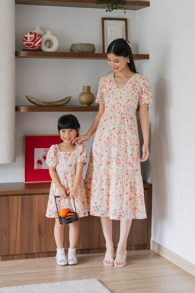 Qin Tulips Eyelet Midi Dress