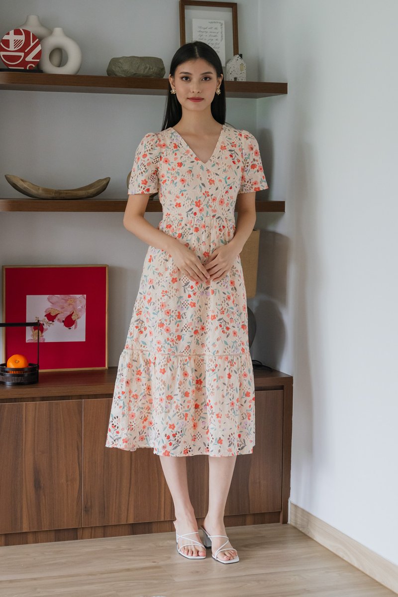 Qin Tulips Eyelet Midi Dress