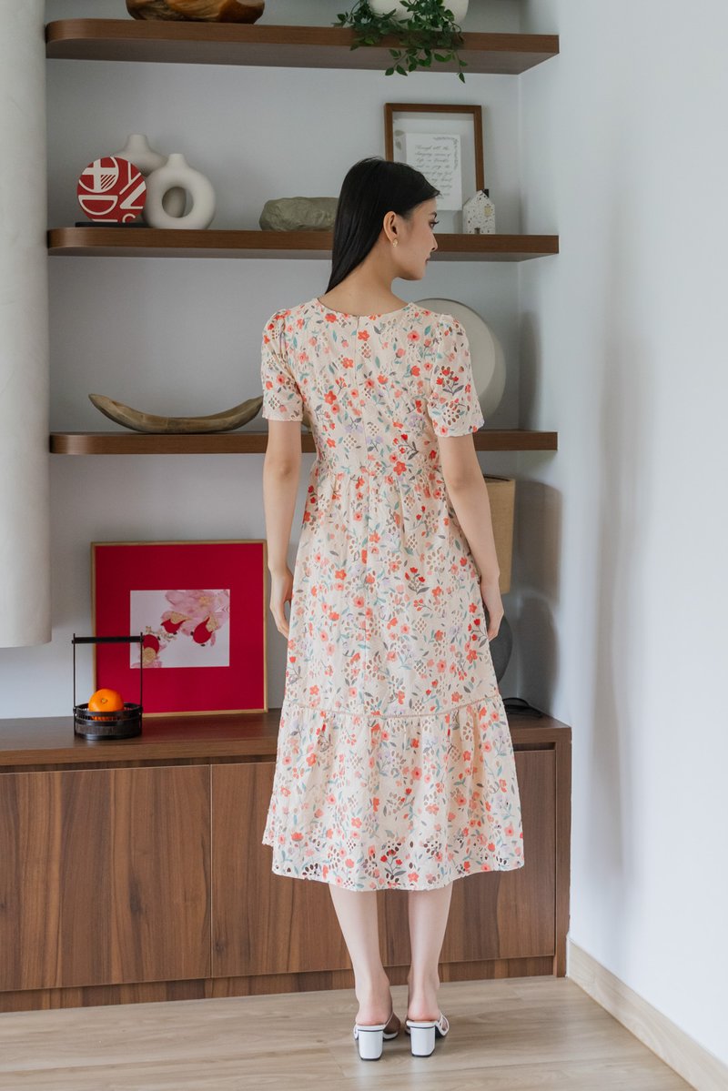 Qin Tulips Eyelet Midi Dress