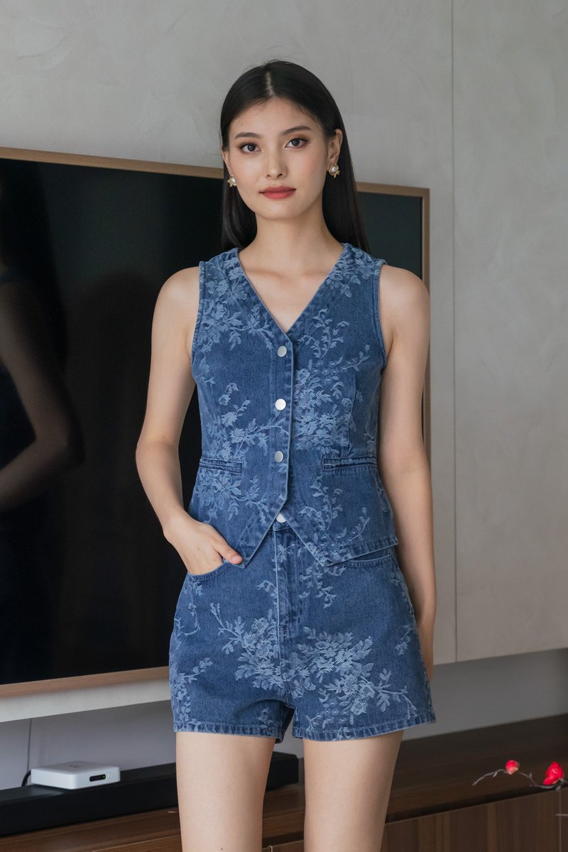 Prestige Floral Denim Vest Top