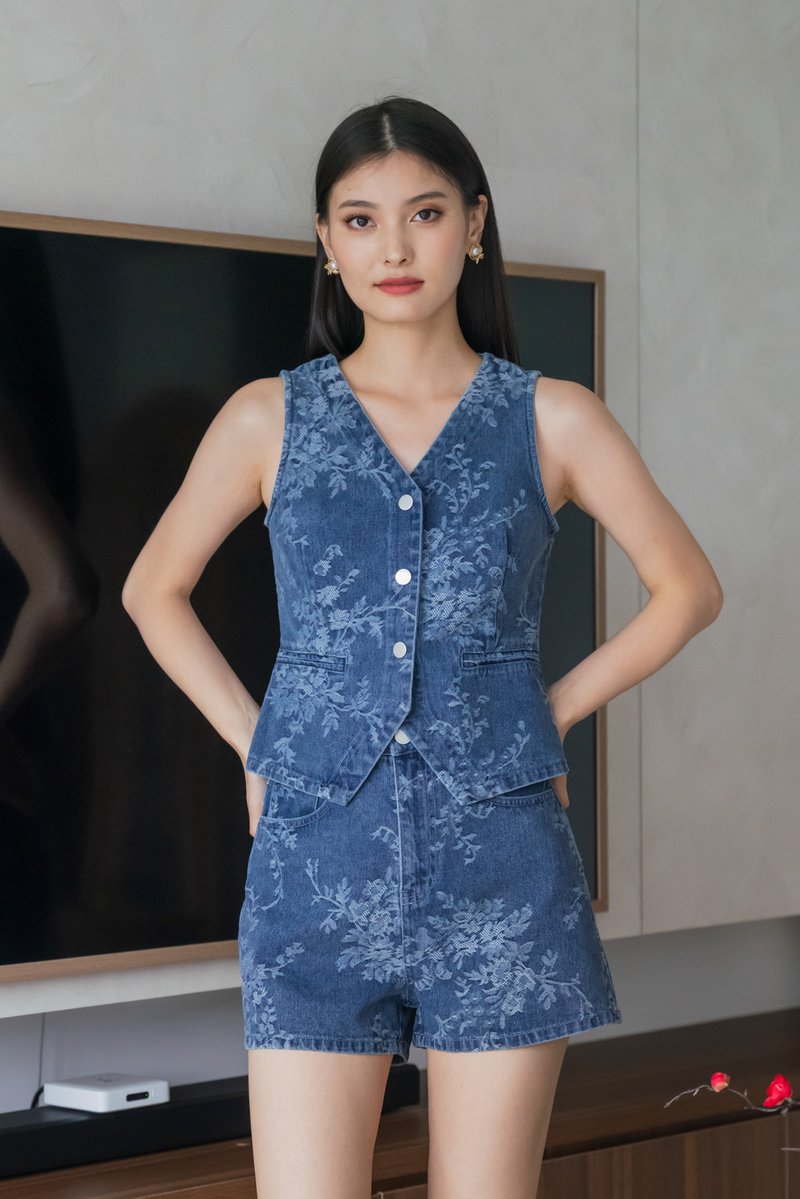 Prestige Floral Denim Vest Top