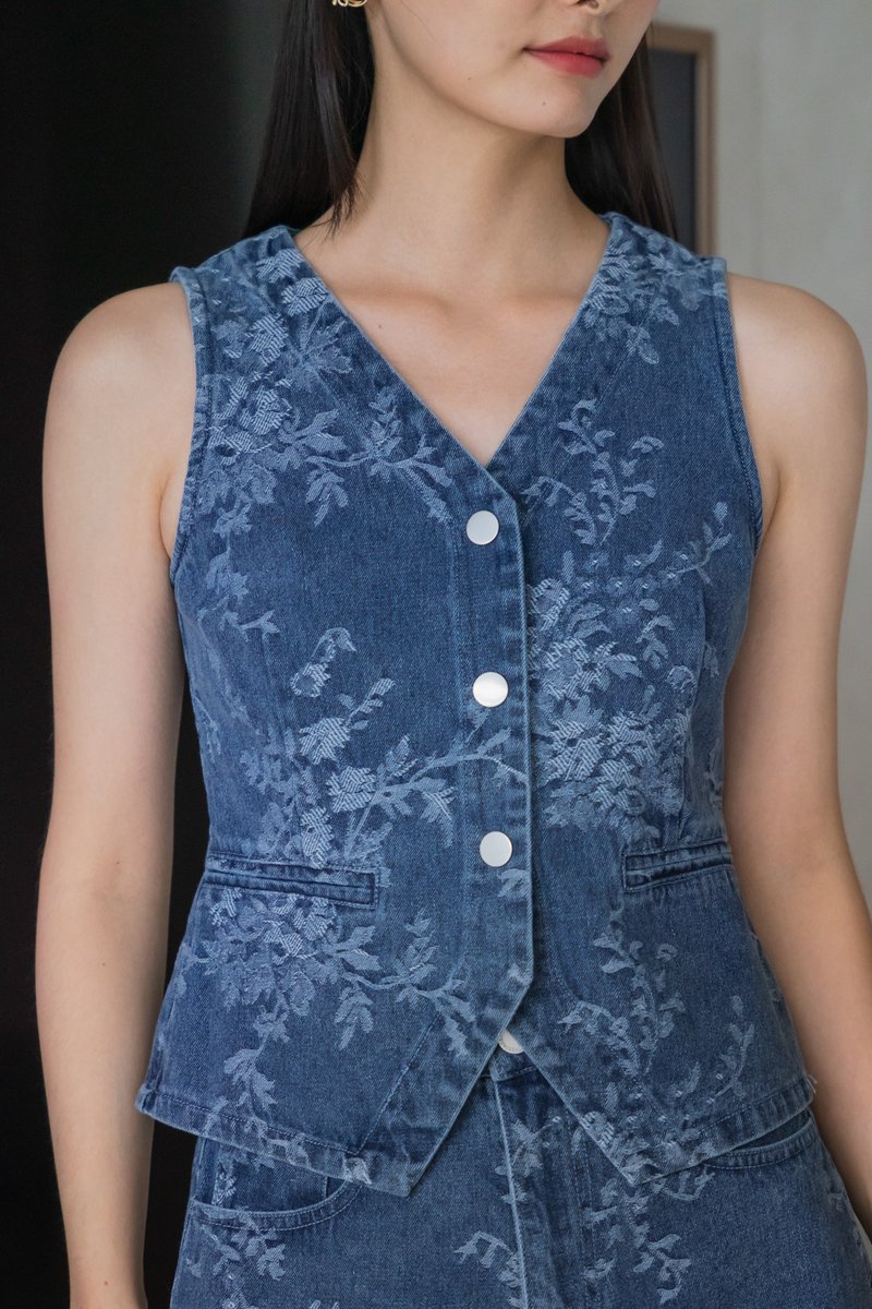 Prestige Floral Denim Vest Top