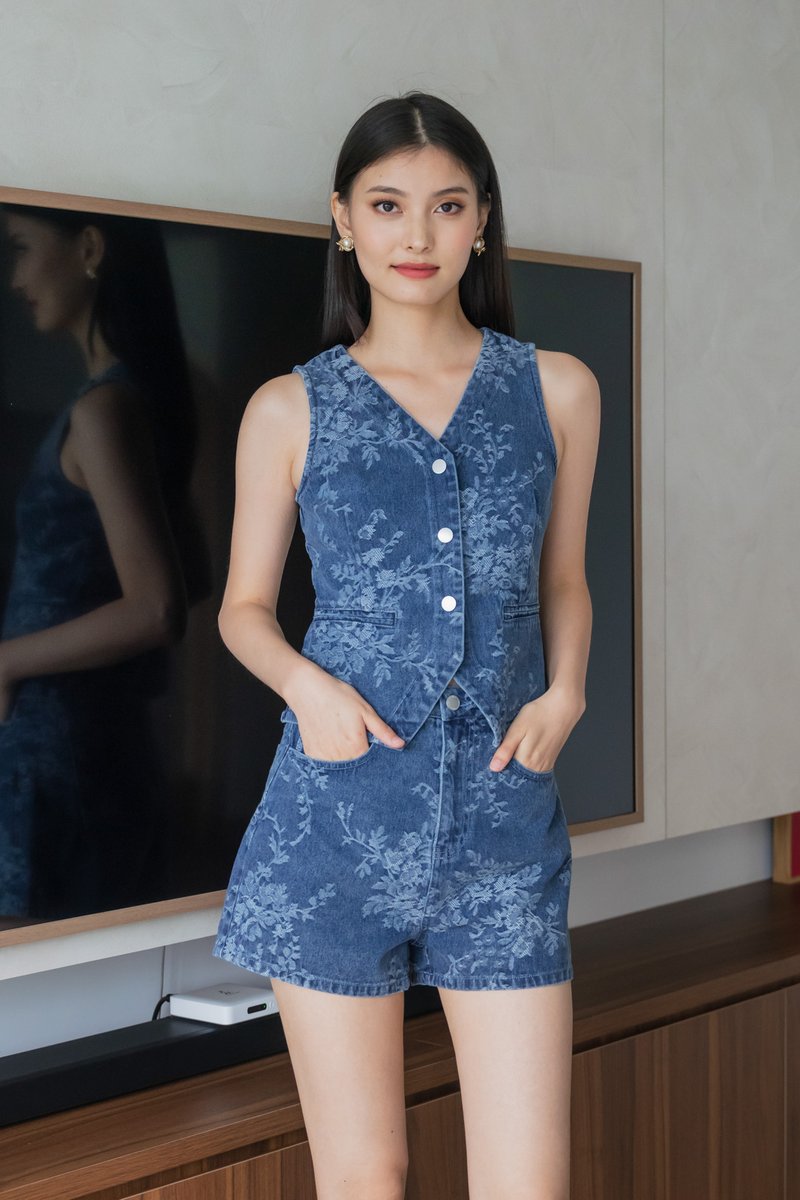 Prestige Floral Denim Vest Top