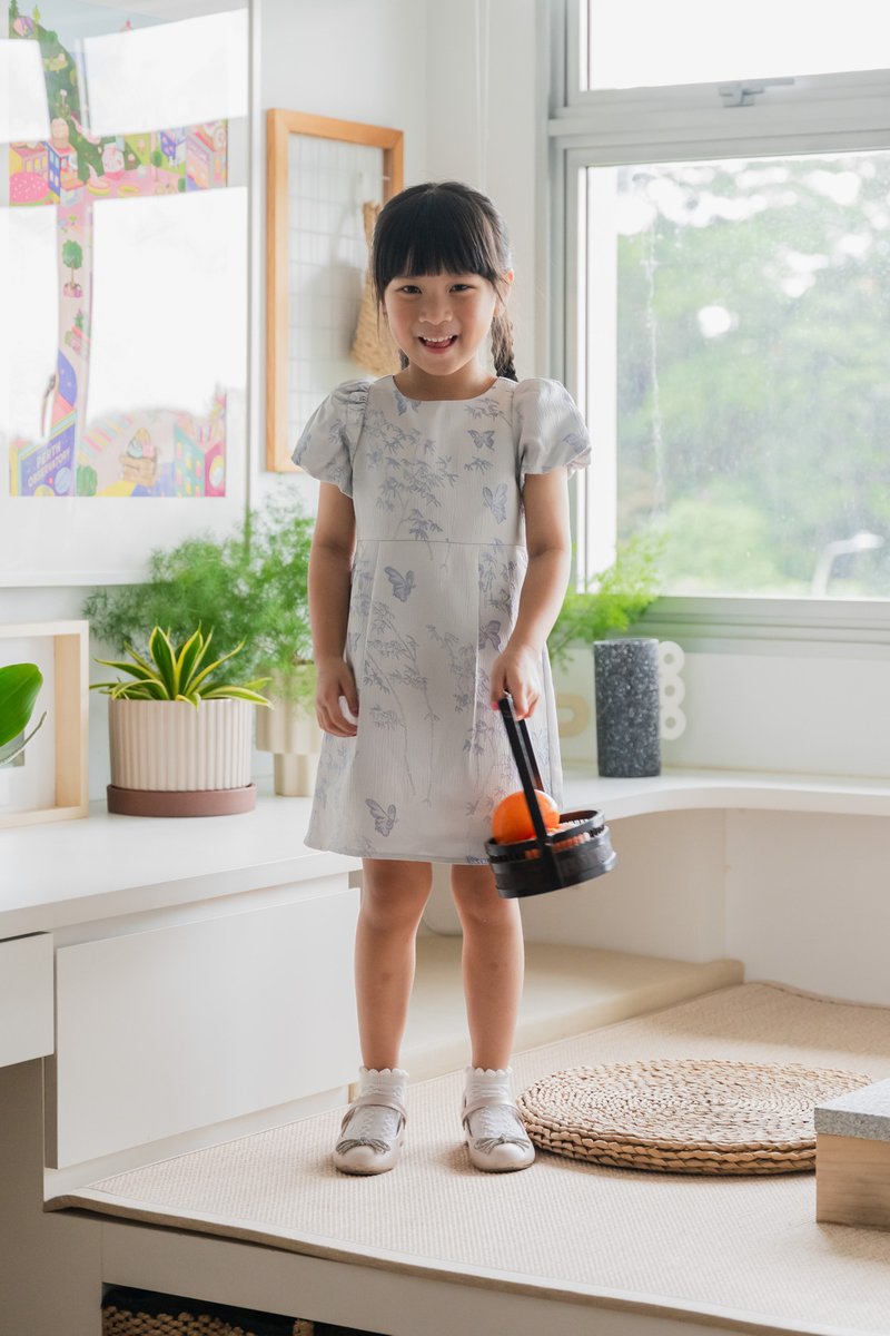 Xuan Jacquard Kids Dress In Lavender
