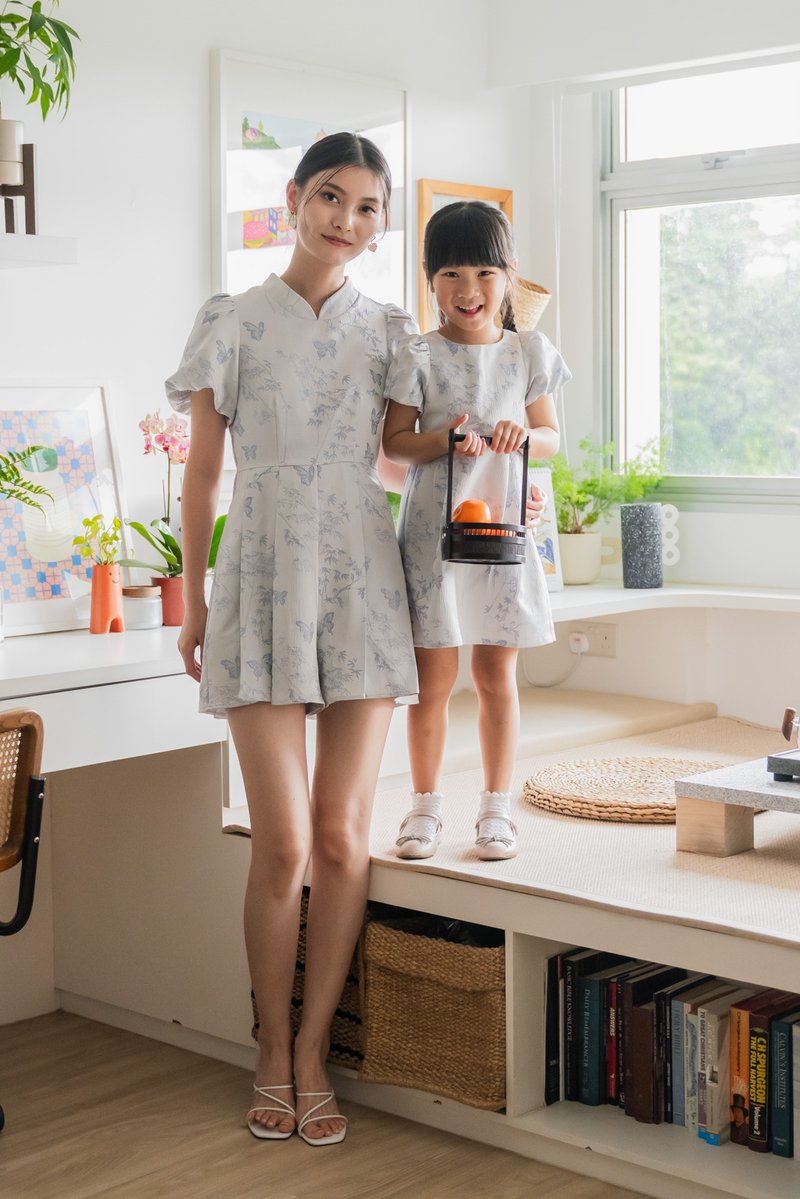 Xuan Jacquard Kids Dress In Lavender