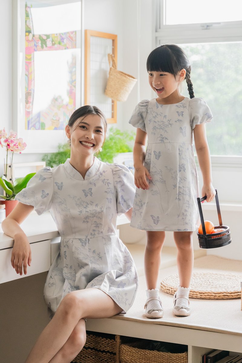 Xuan Jacquard Mandarin Romper In Lavender