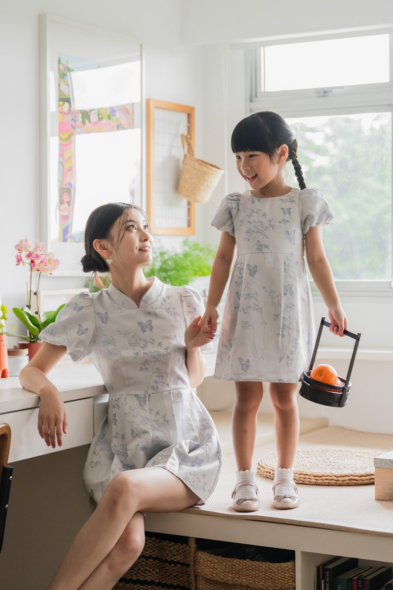 Xuan Jacquard Kids Dress In Lavender