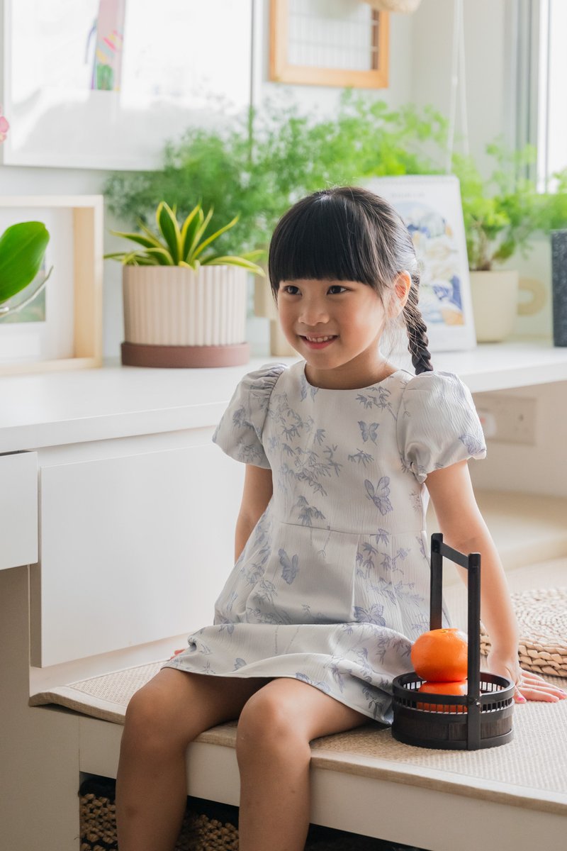 Xuan Jacquard Kids Dress In Lavender