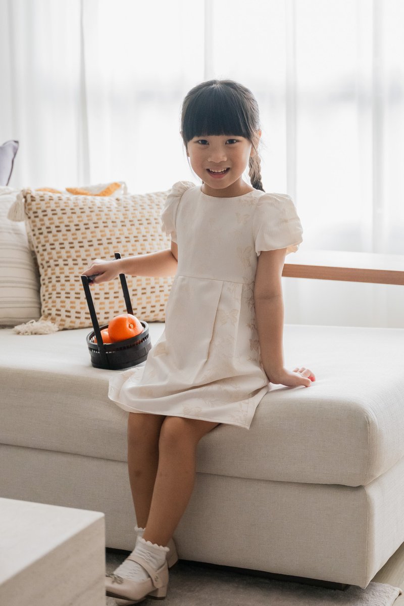 Xuan Jacquard Kids Dress In Champagne