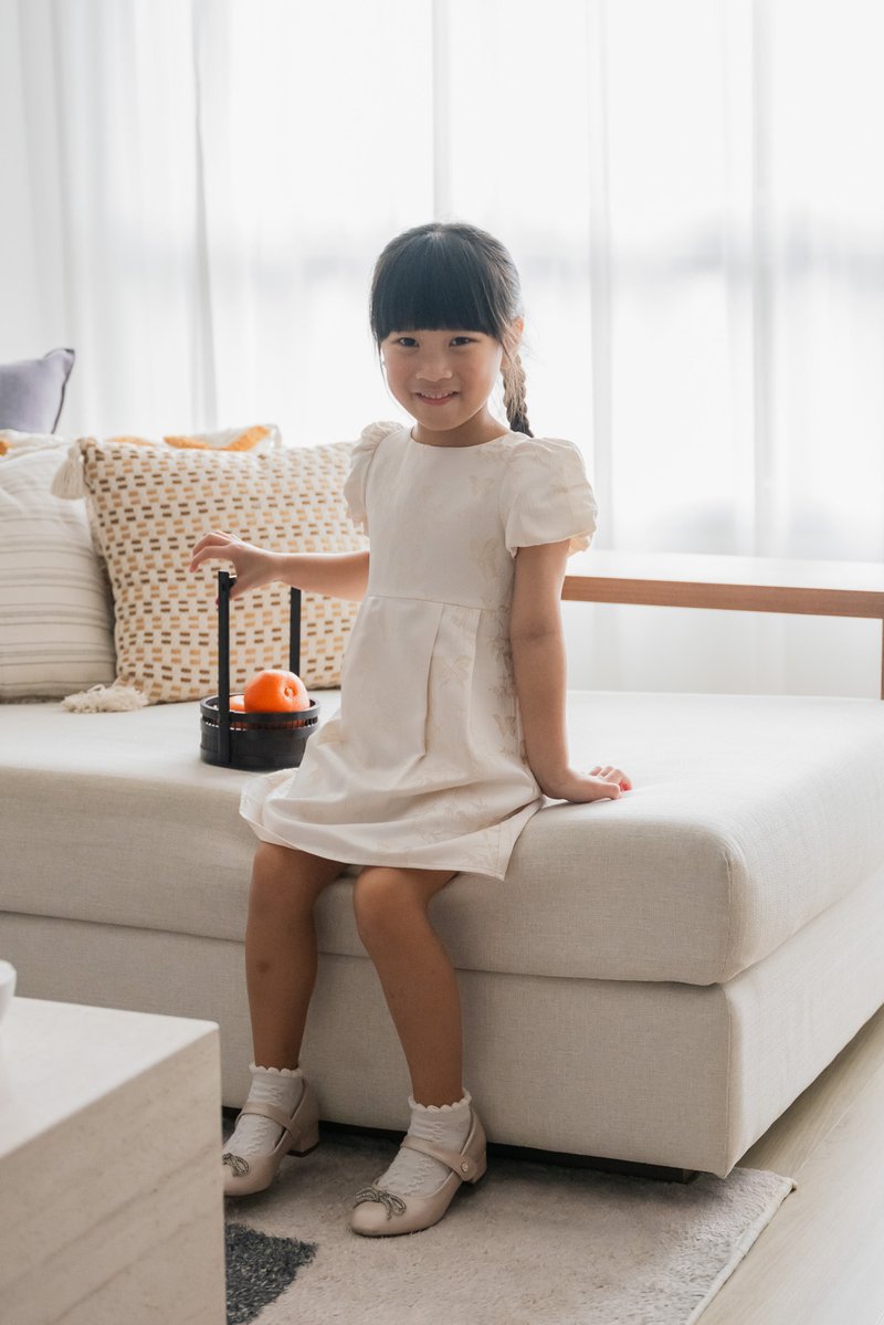 Xuan Jacquard Kids Dress In Champagne