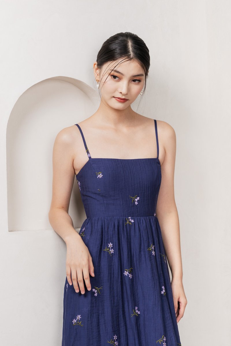 Cyra Floral Textured Camisole Midi Dress