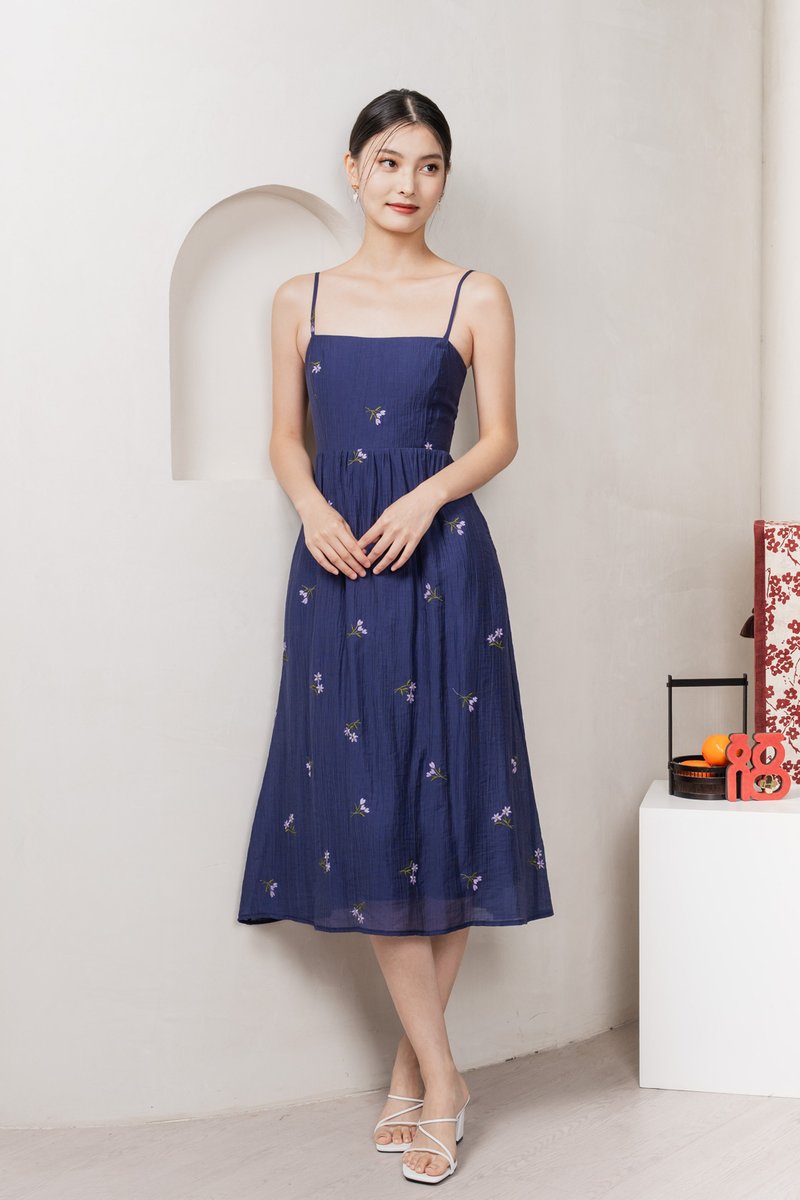 Cyra Floral Textured Camisole Midi Dress