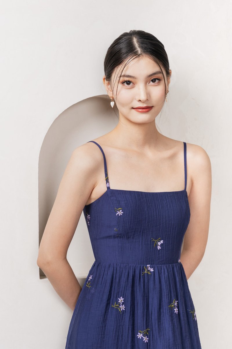 Cyra Floral Textured Camisole Midi Dress