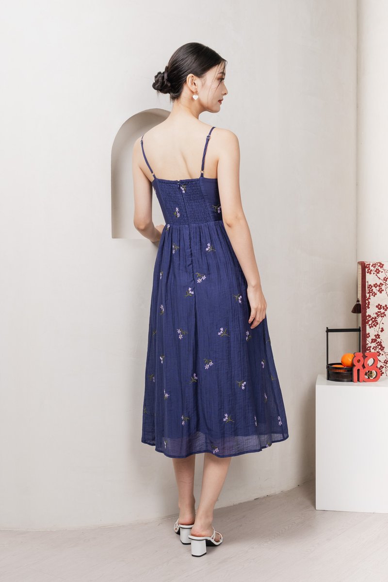Cyra Floral Textured Camisole Midi Dress