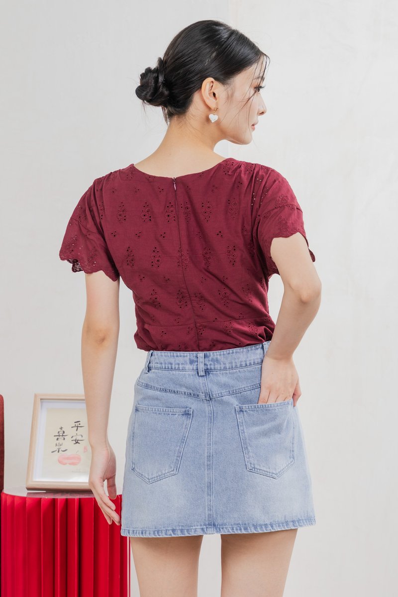 Sunday Daily Denim Skort In Mid Wash