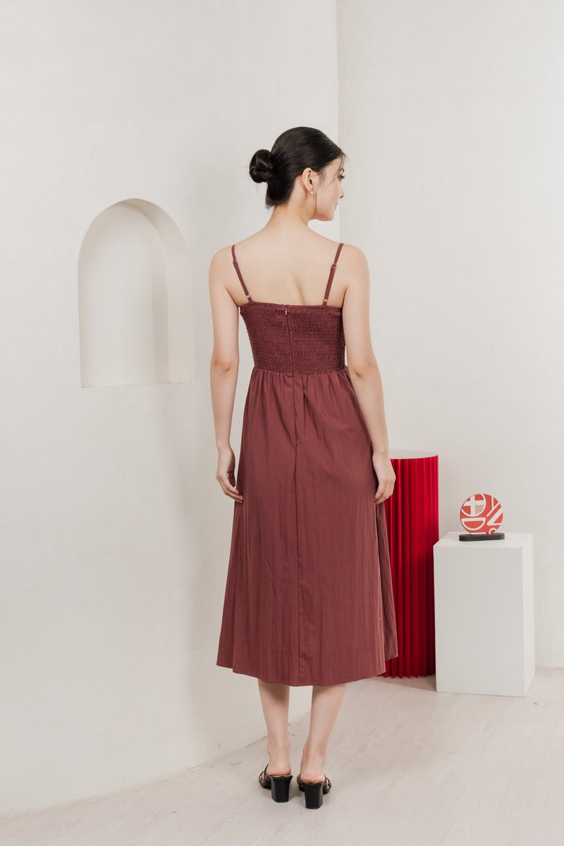 Arancia Lace Ribbon Camisole Midi Dress In Mauve