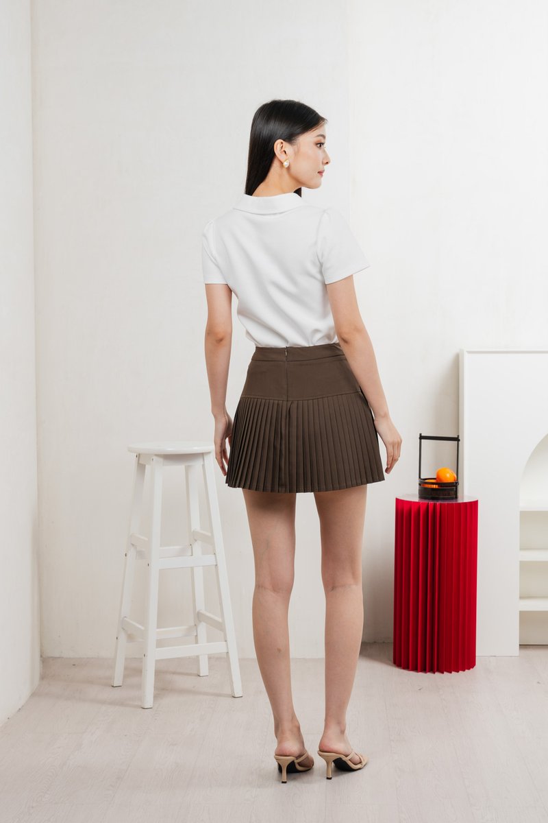 Yue Pearl Cheongsam Polo Top In White