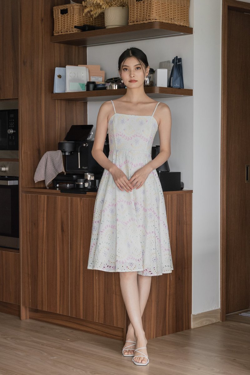 Rhys Rainbow Camisole Midi Dress in Rainbow