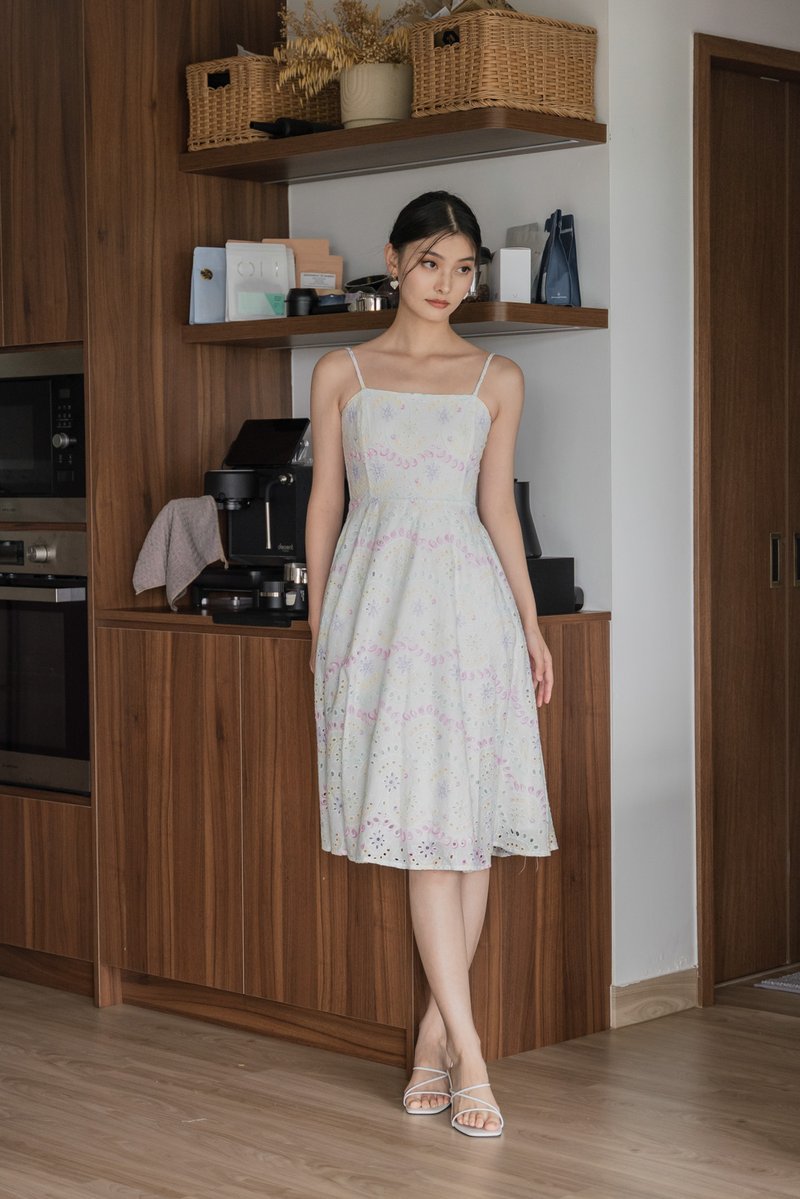 Rhys Rainbow Camisole Midi Dress in Rainbow