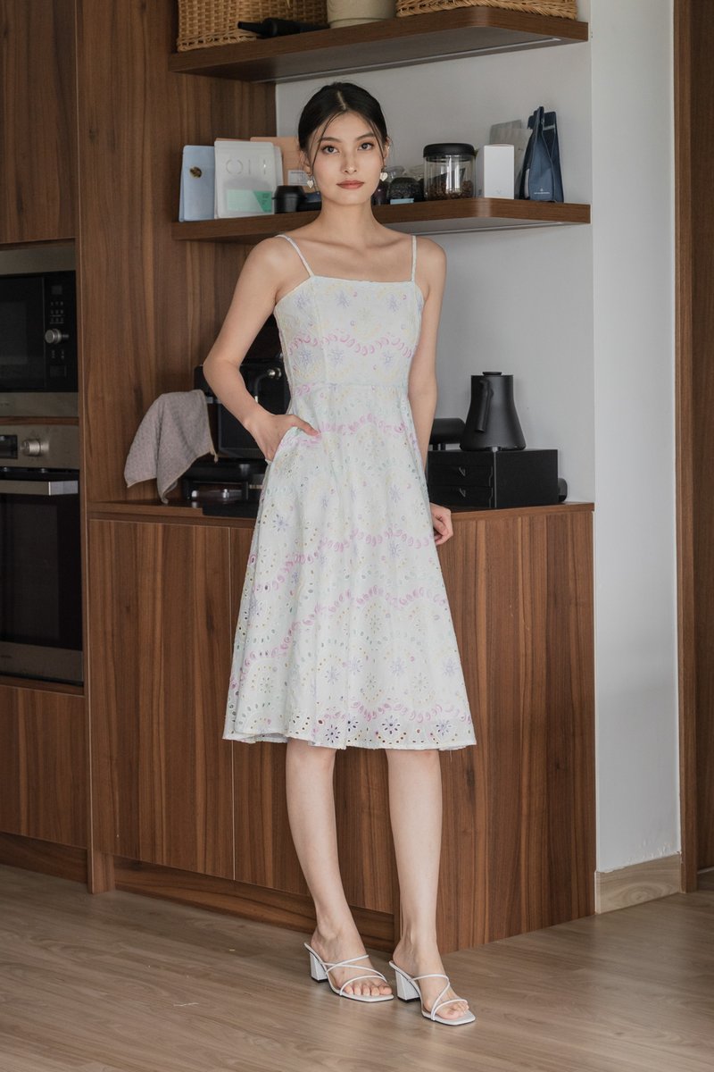 Rhys Rainbow Camisole Midi Dress in Rainbow