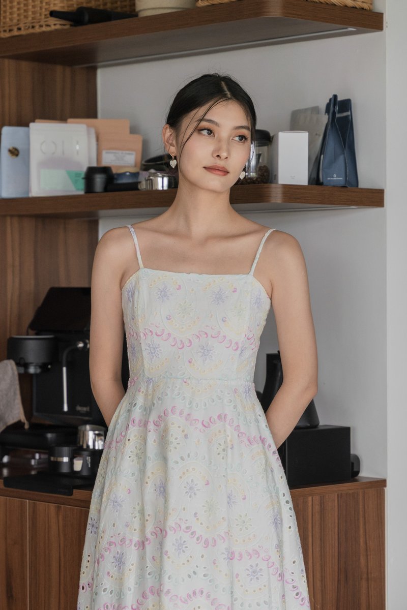 Rhys Rainbow Camisole Midi Dress in Rainbow