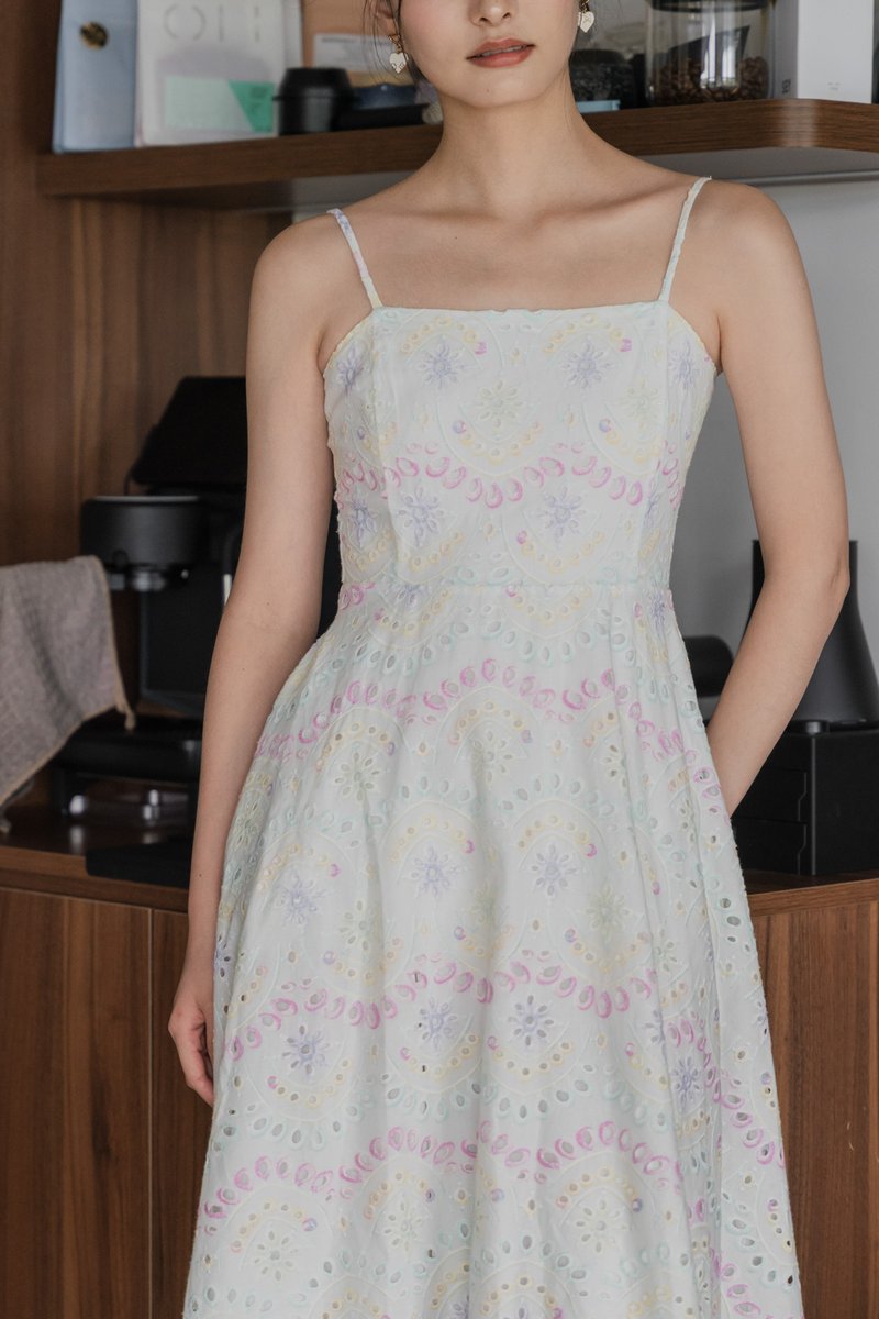 Rhys Rainbow Camisole Midi Dress in Rainbow