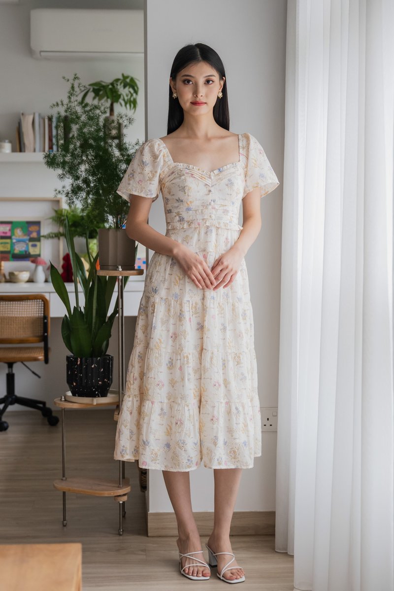 Wonder Eyelet Pintuck Maxi Dress