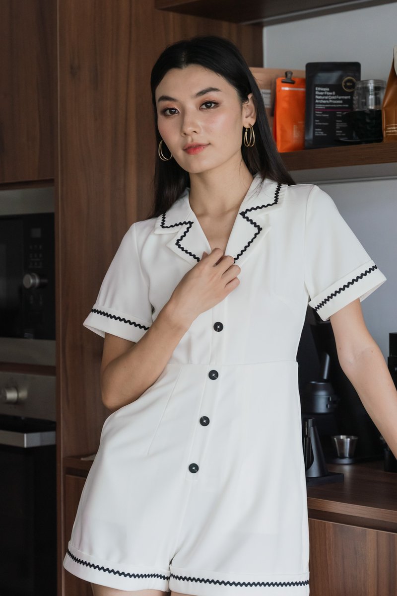 Chester Blazer Romper In White