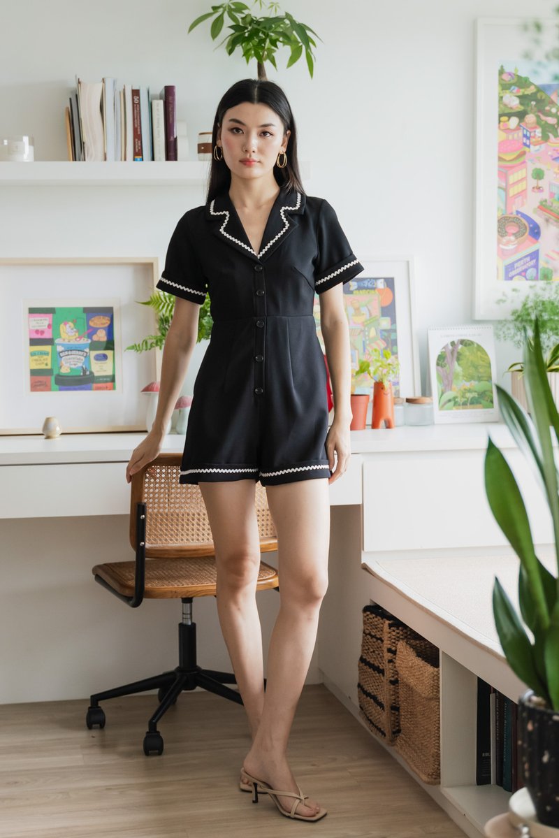 Chester Blazer Romper In Black