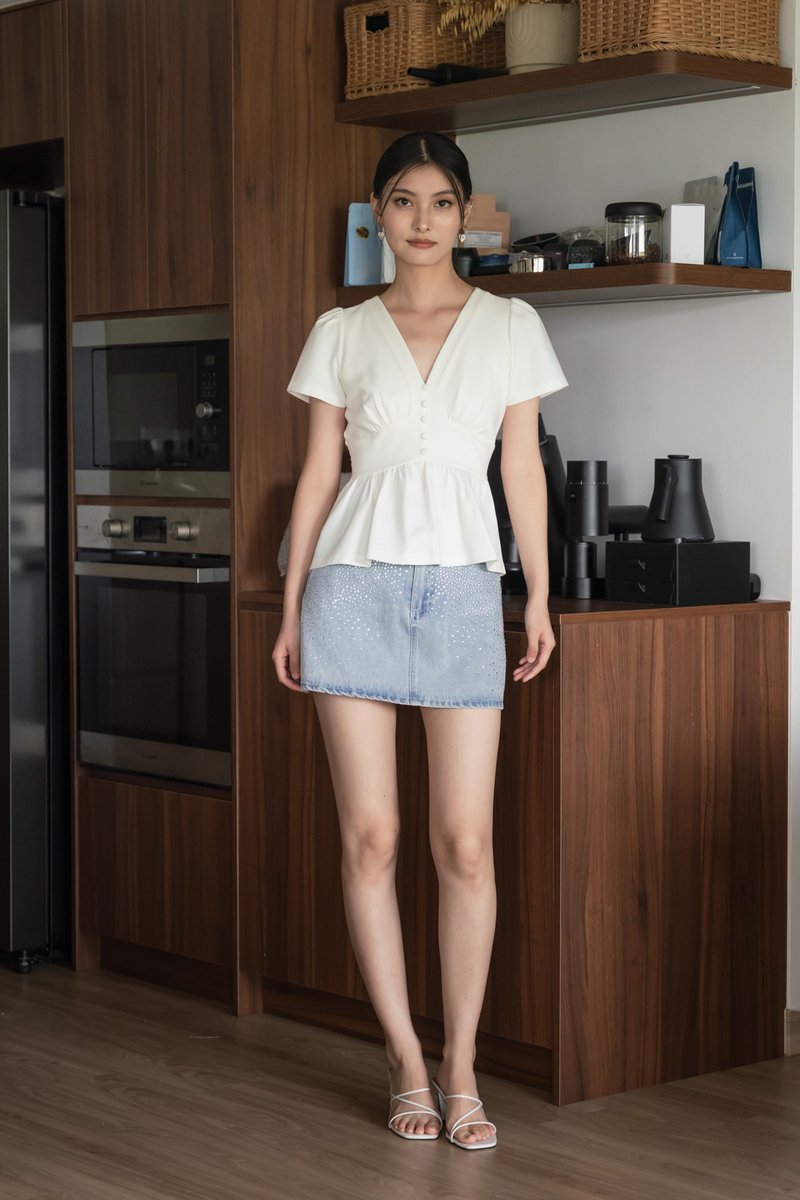 Gem Denim Skort in Light Wash
