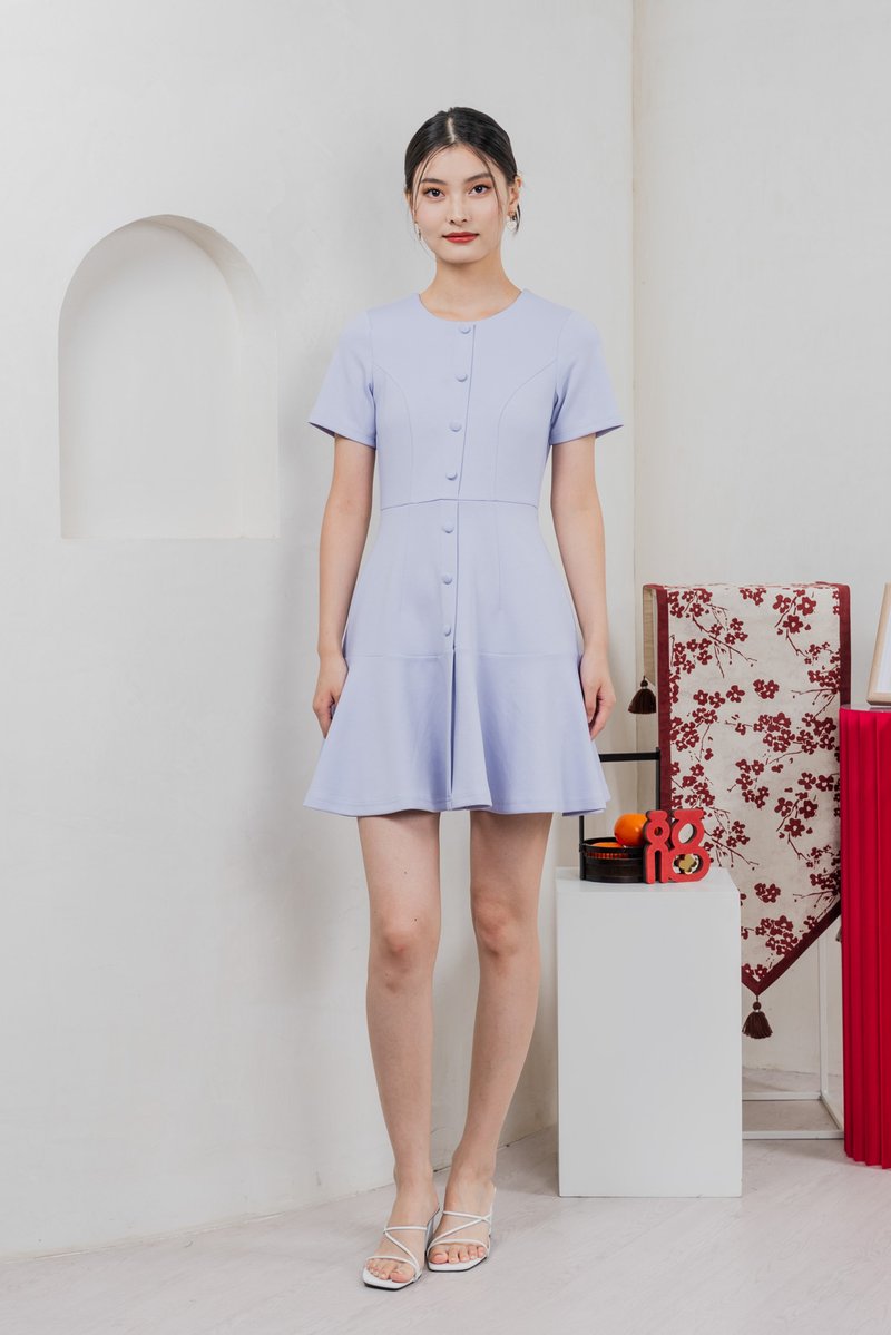 Kait Cotton Buttons Dress In Blue