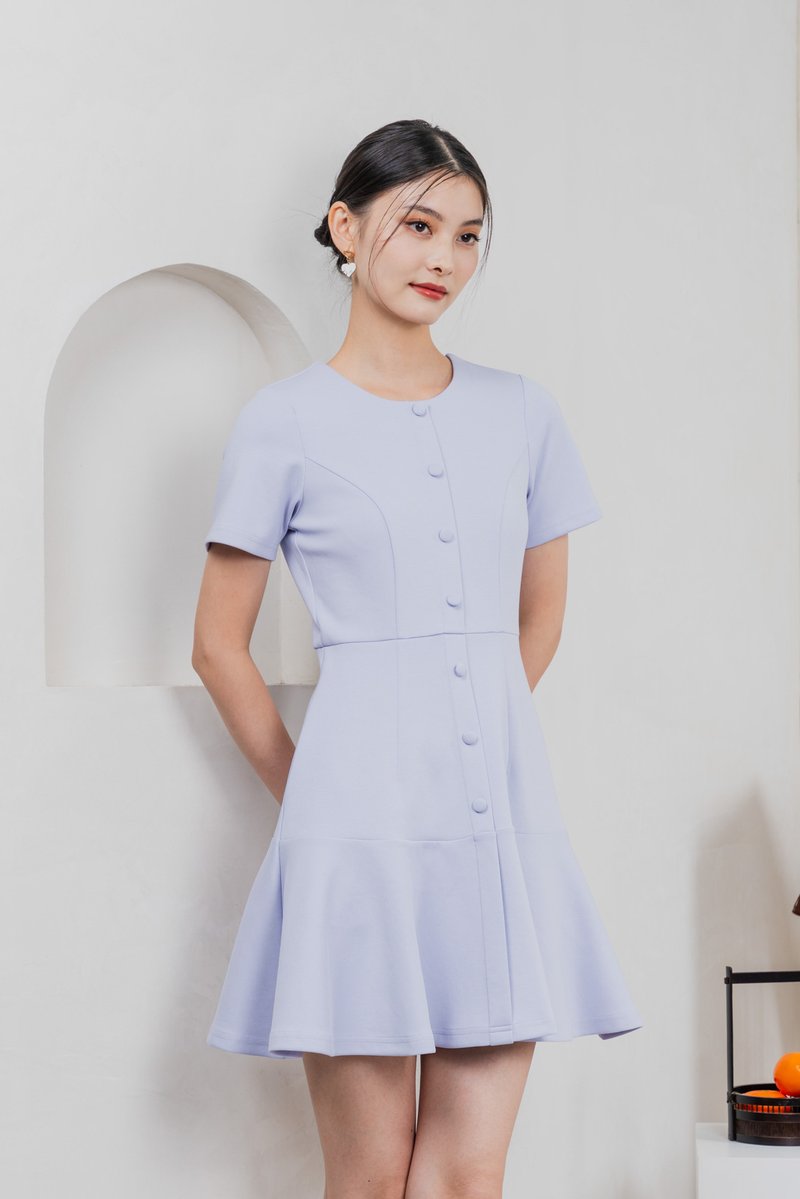 Kait Cotton Buttons Dress In Blue