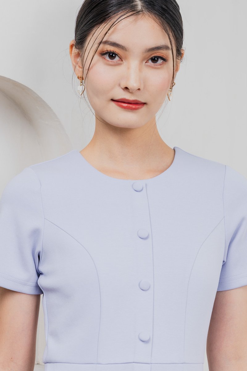 Kait Cotton Buttons Dress In Blue