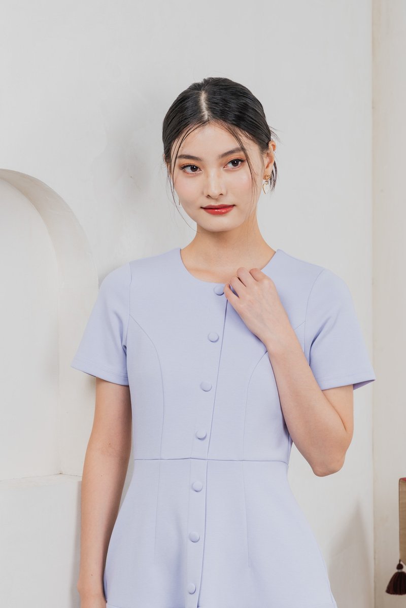 Kait Cotton Buttons Dress In Blue