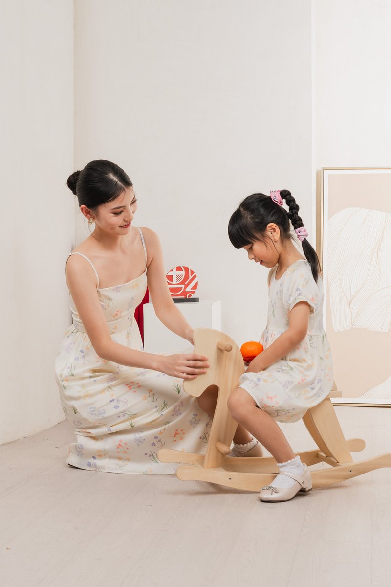 Villa Watercolour Kids Dress In Cream
