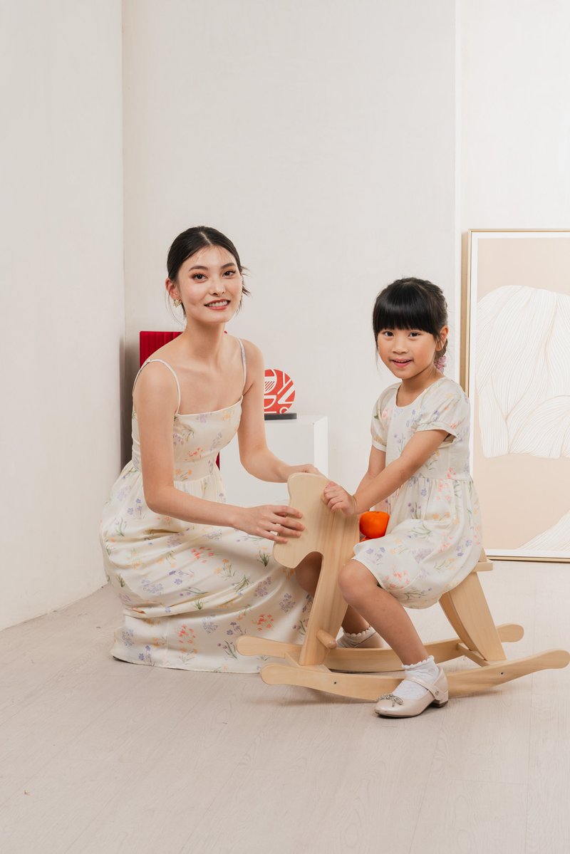 Villa Watercolour Kids Dress In Cream