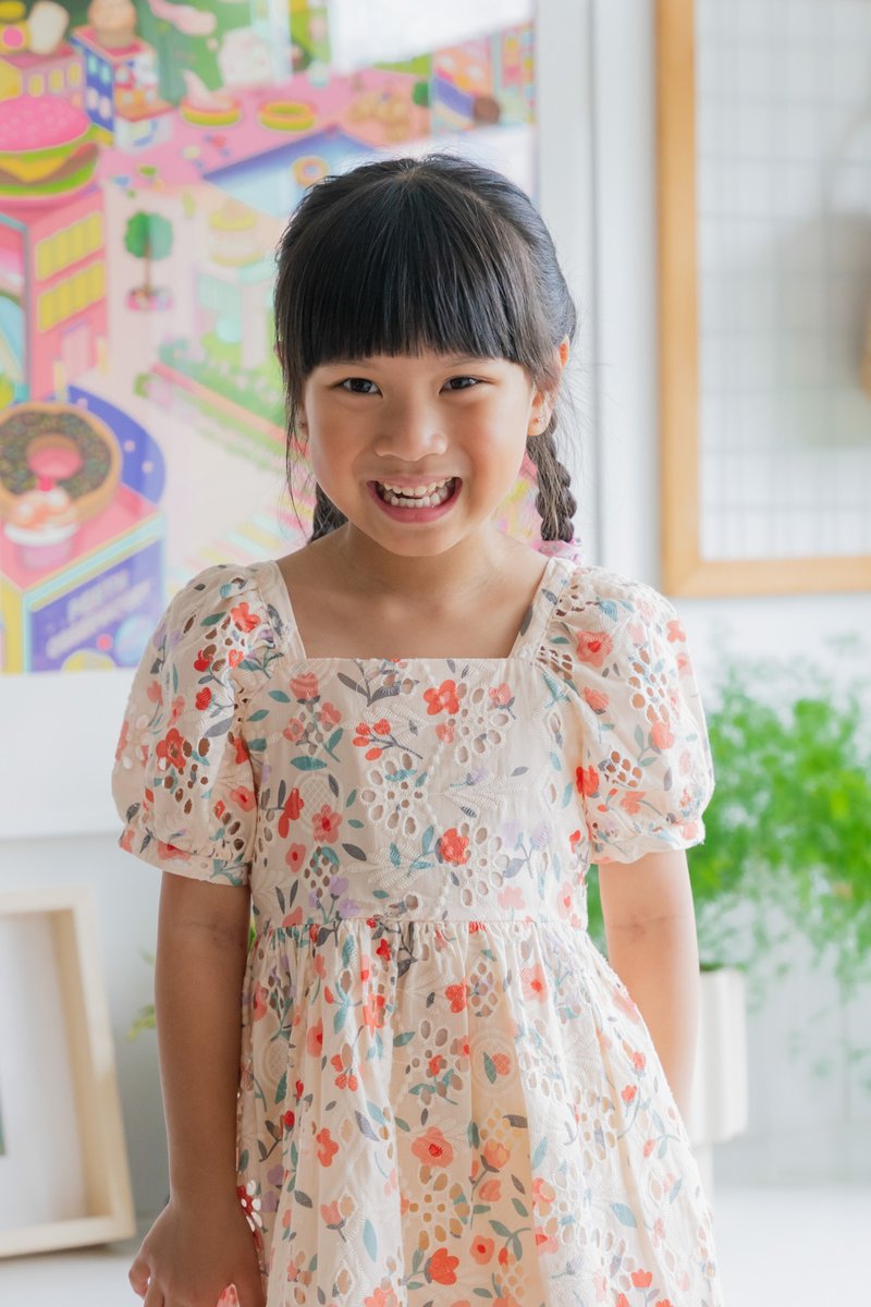 Qin Tulips Eyelet Kids Dress