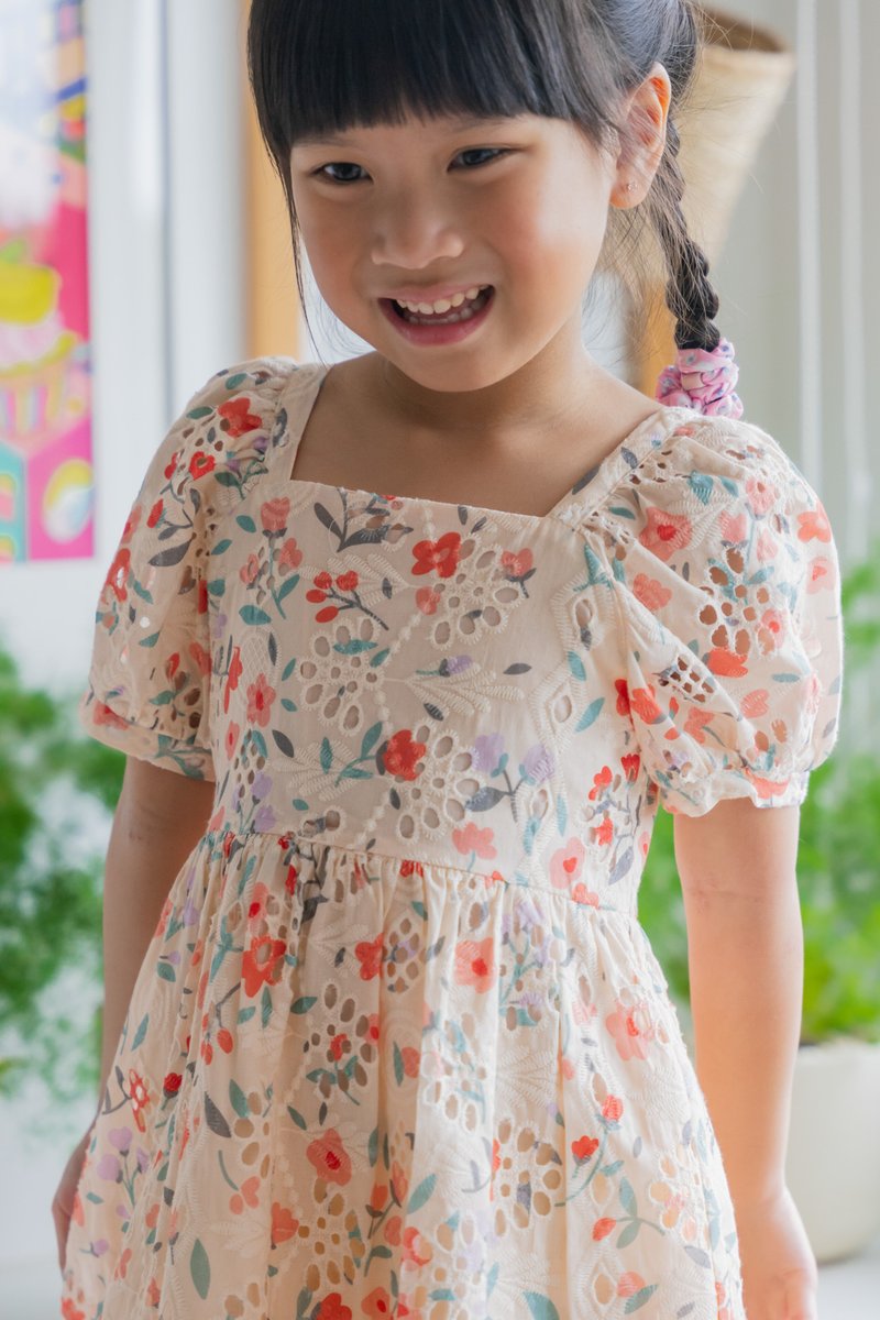 Qin Tulips Eyelet Kids Dress