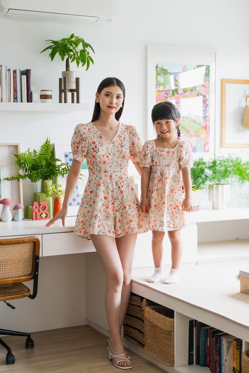 Qin Tulips Floral Eyelet Romper